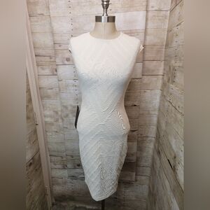 Bebe Ivory Textured Midi Dress